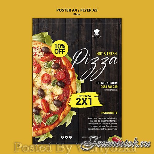Pizza restaurant poster with photo