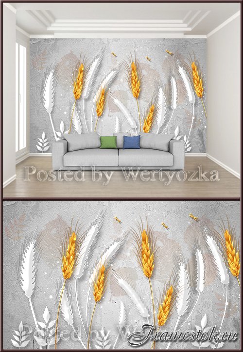 3D psd background wall simple abstract rice shovel stylish gray