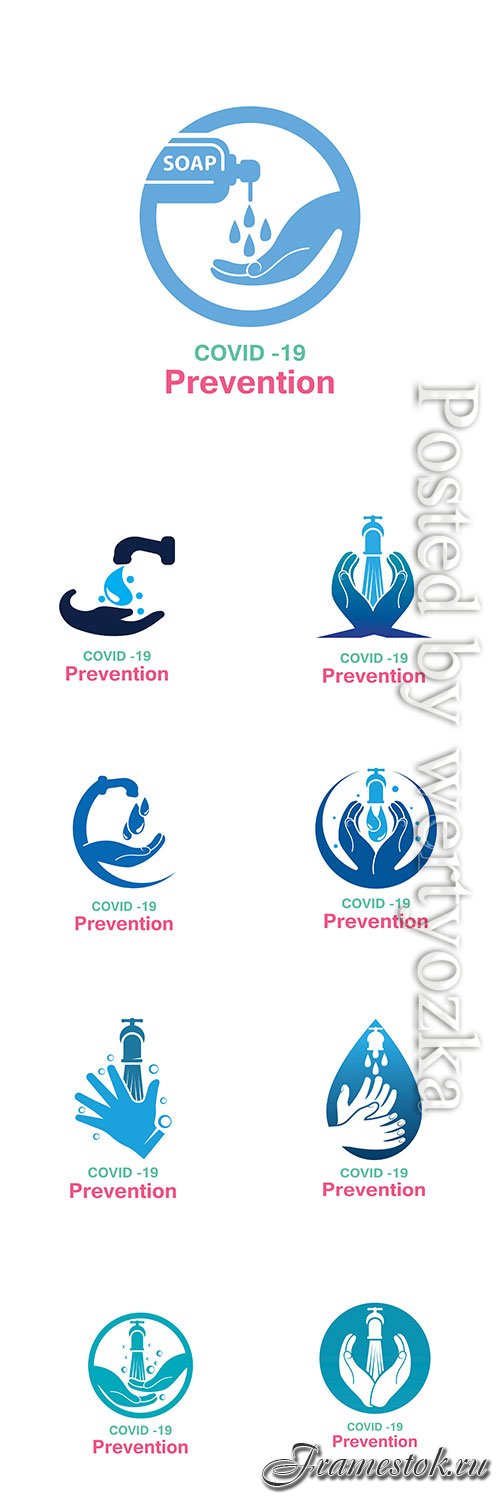 Washing your hands prevention methods Covid-19, virus corona template vector