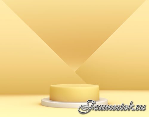 3d geometric yellow podium for product placement with crossed planes