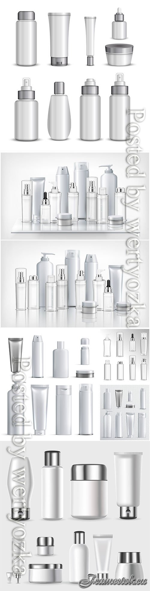 Set of cosmetics plastic bottles