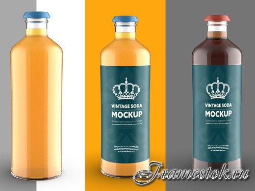 Vintage Style Soda Bottle Colored Mockup