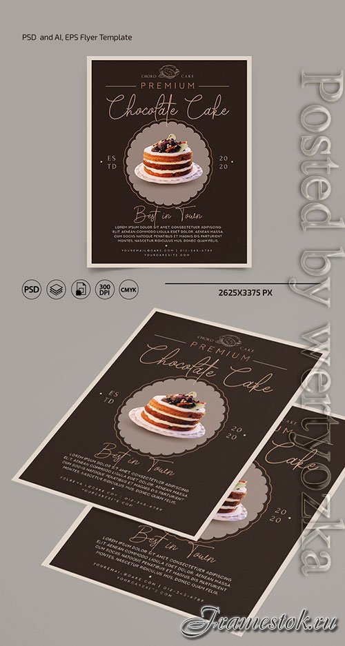 Cake flyer template in psd + ai