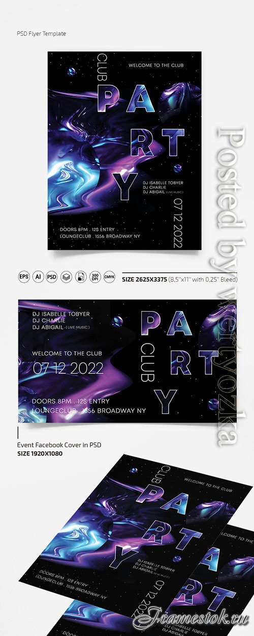 Party flyer templates in psd + ai + eps