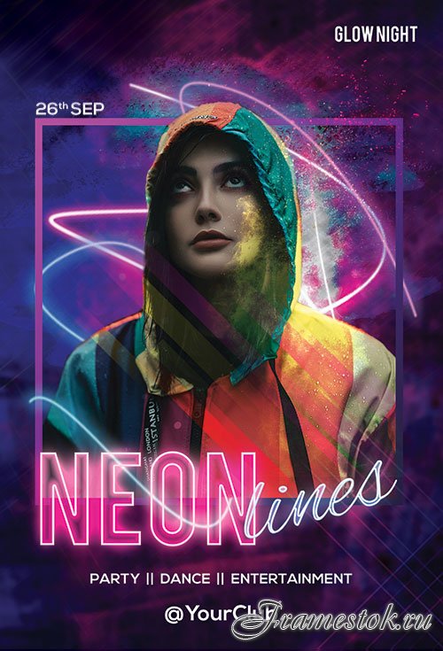 Neon Lines psd flyer template