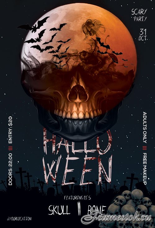 Halloween Party psd flyer template