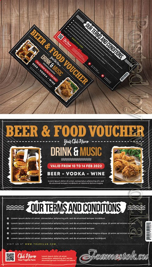Beer and Food Voucher Template PSD