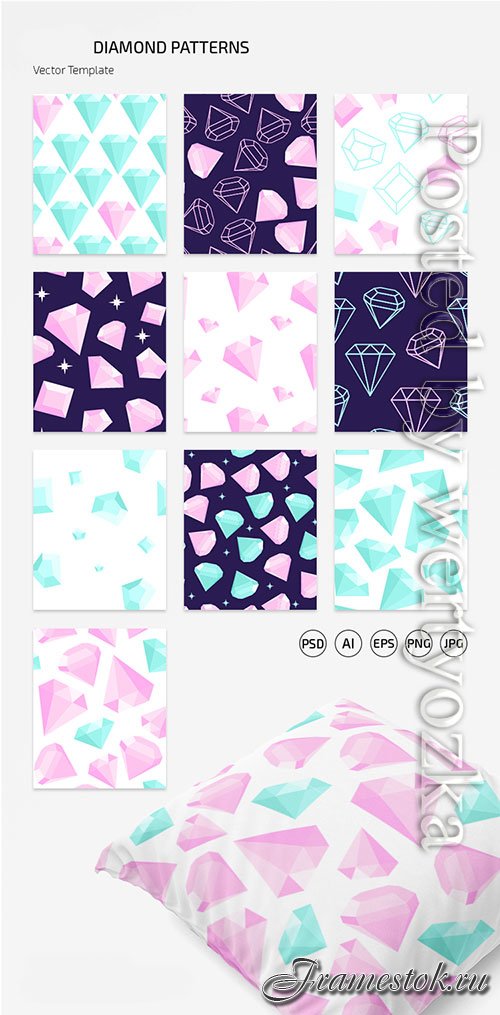 DIAMOND PATTERN SET IN EPS + PSD