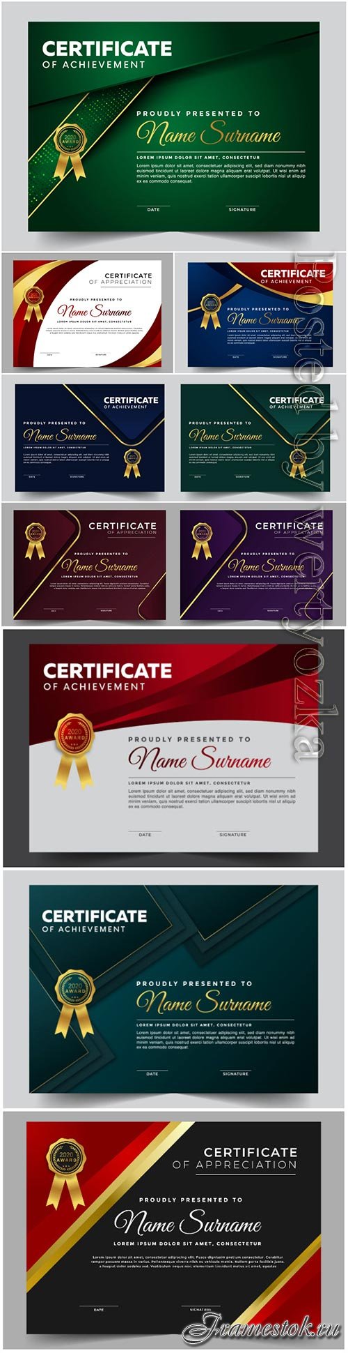 Professional certificate vector design template