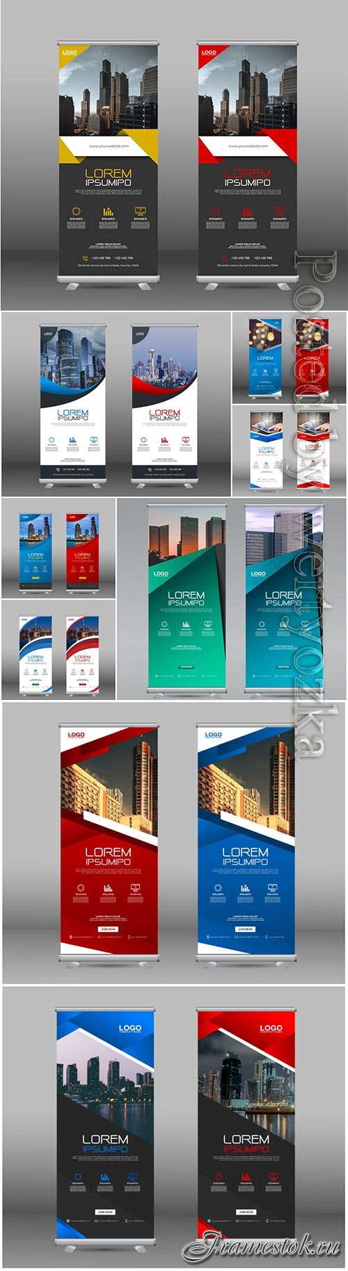 Professional roll up stand banner vector template