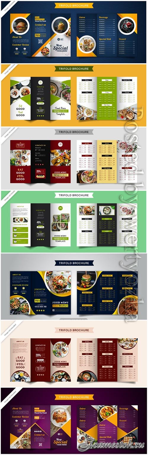 Food trifold brochure menu template