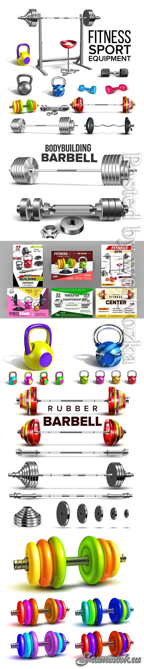 Fitness club sport advertise vector set