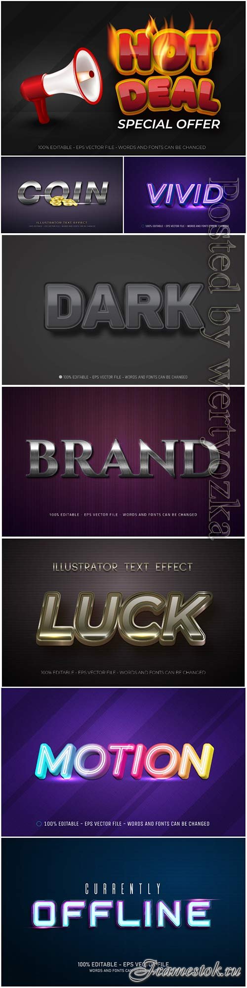 3d editable text style effect vector vol 8