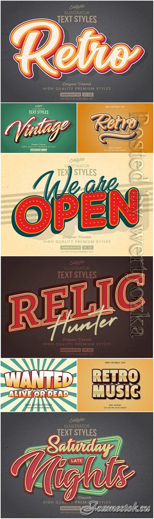 3d editable text style effect vector vol 48