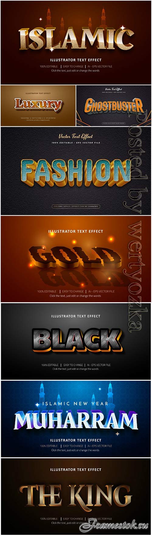 3d editable text style effect vector vol 43