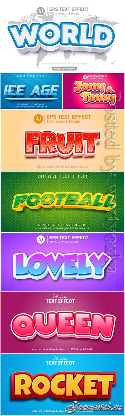 3d editable text style effect vector vol 39