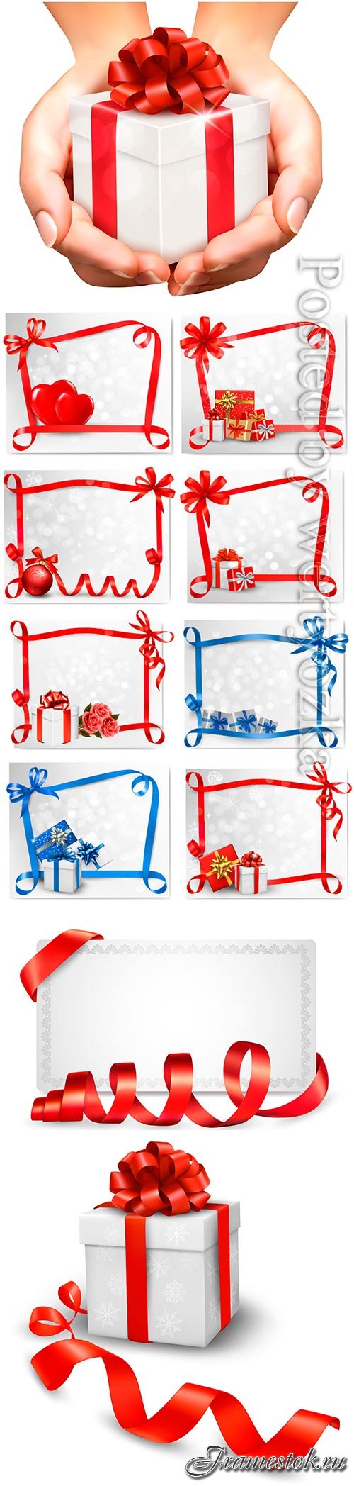 Holiday background with gift bow and gift boxes