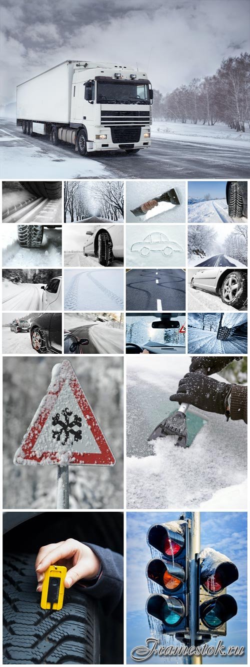 Winter roads, transport stock photo