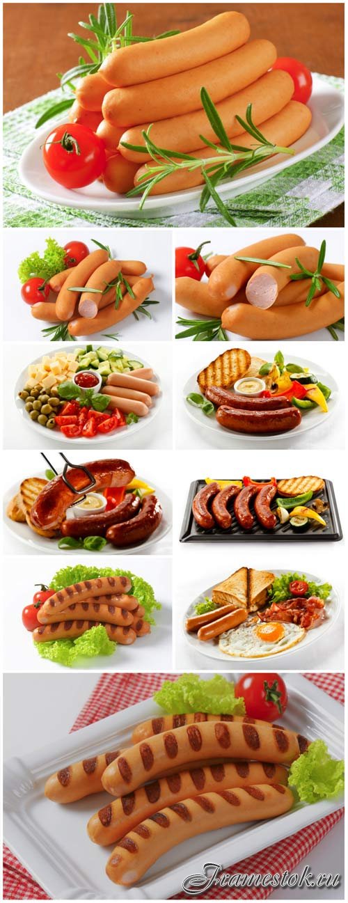 Sausages with garnish stock photo