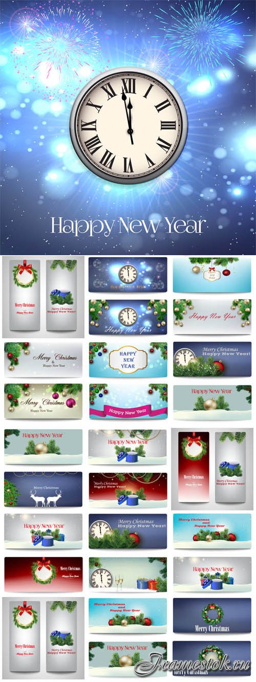 New Year and Christmas illustrations in vector 54