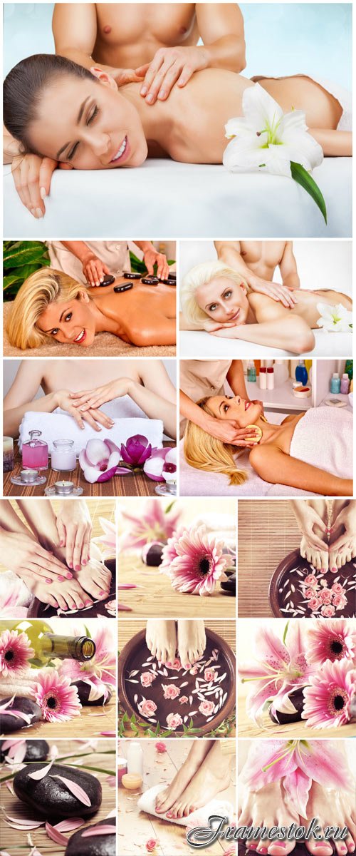 Girls on massage, spa treatments stock photo
