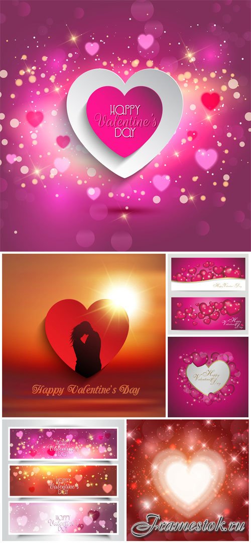 Shining backgrounds for valentine's day in vector