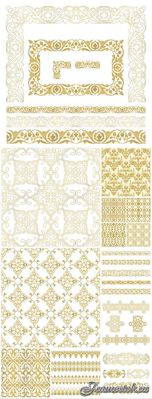 Gold patterns and ornaments in vector