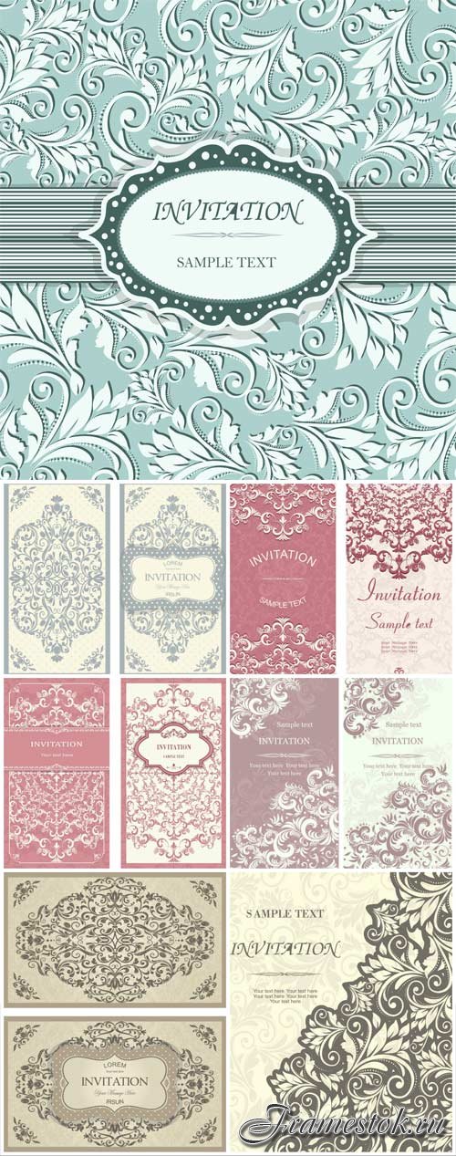 Floral wedding backgrounds in vector