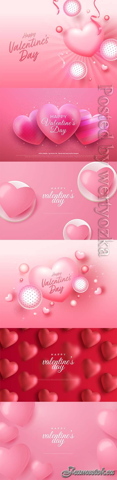 Valentine's day with realistic vector hearts