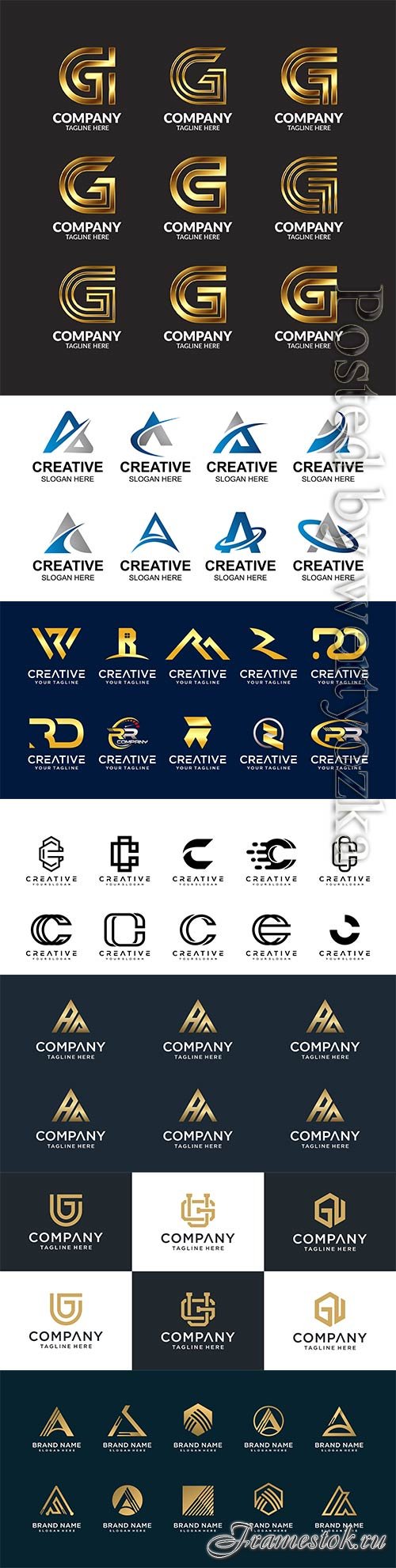 Set of creative abstract monogram letter vector logo template