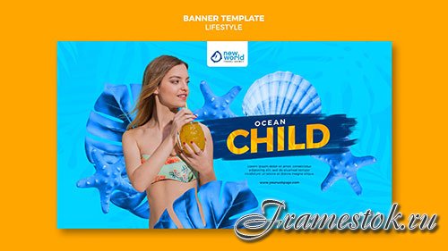 Psd banner template for summer beach vacation