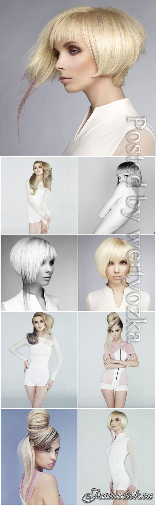 Stylish hairstyles for fashionable girls stock photo