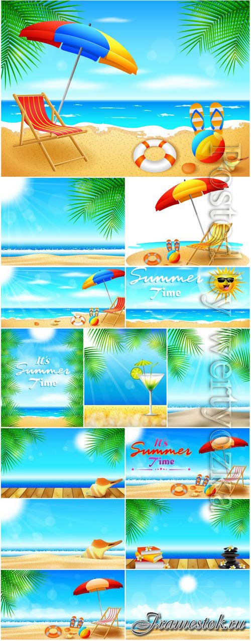 Summer marine backgrounds in vector