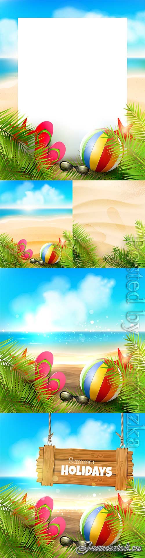Summer vacation, sea, palm trees, cocktails in vector vol 8