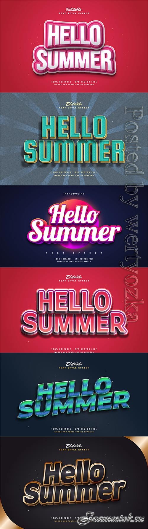 Hello summer text with cartoon style