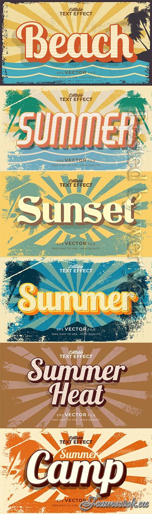 Text style effect, retro summer text in grunge style