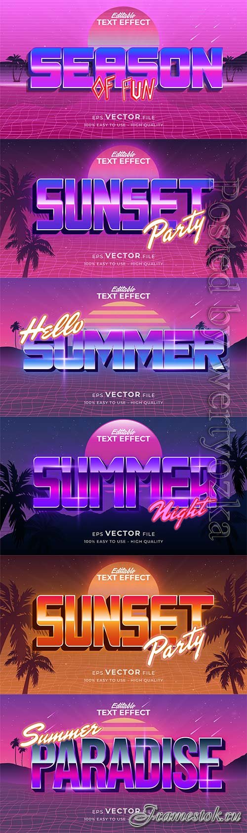 Text style effect, retro summer text in grunge style vol 8