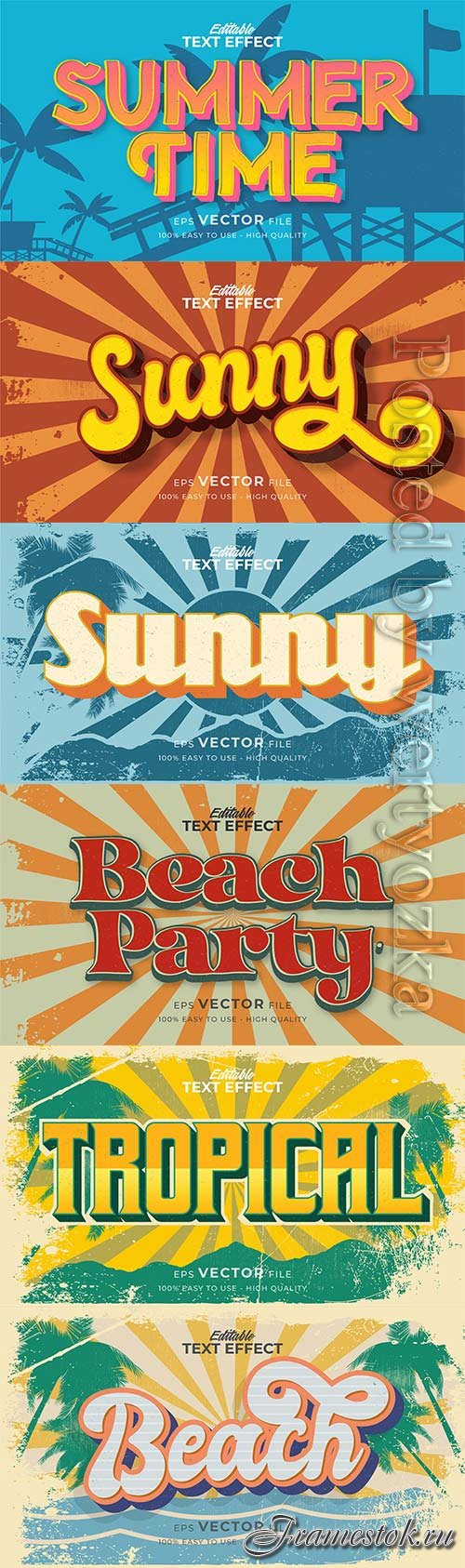 Text style effect, retro summer text in grunge style vol 3