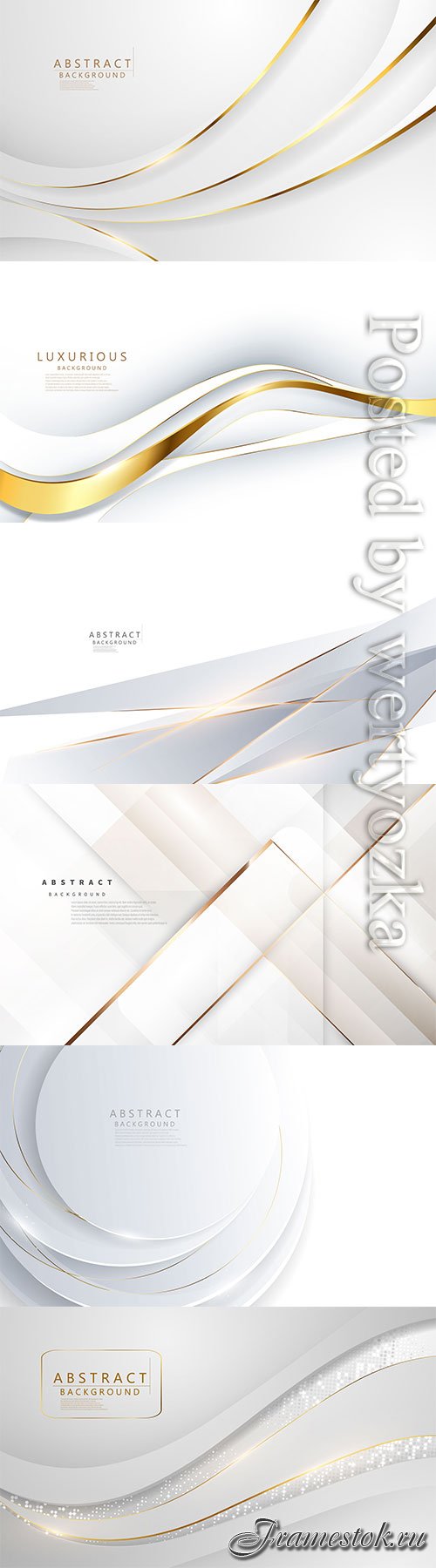 White abstract vector backgrounds with golden lines