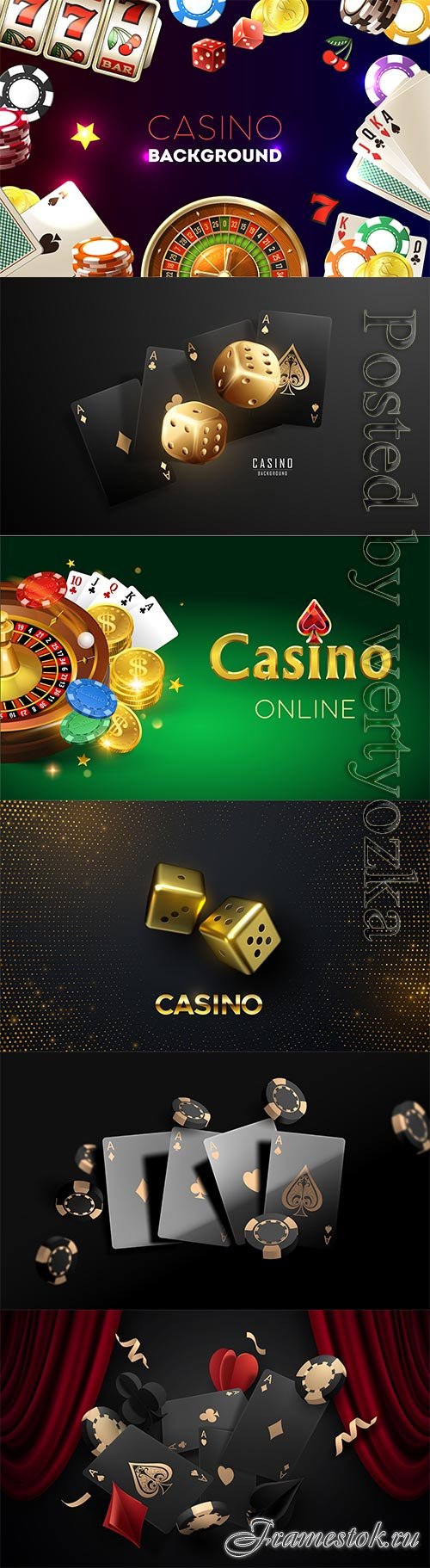 Casino with of text and realistic gambing elements illustration