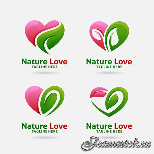 Set of nature love logo vector design