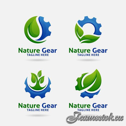 Set of nature gear logo vector design