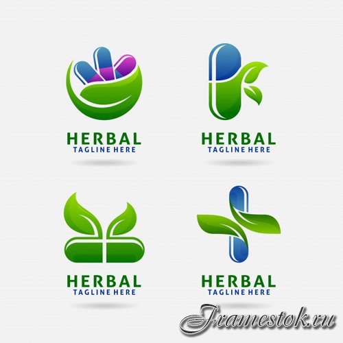 Herbal capsule logo vector design