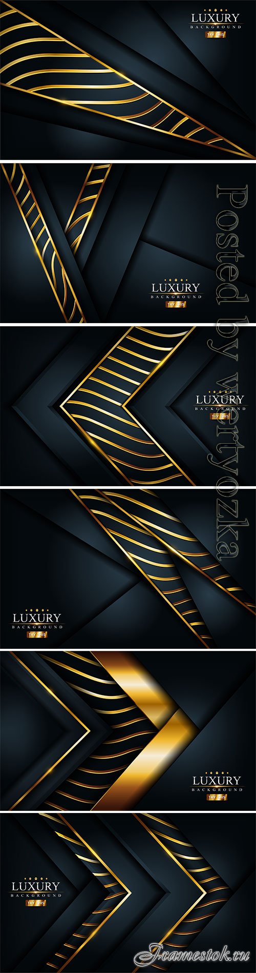 Luxury dark vector black background with golden lines composition