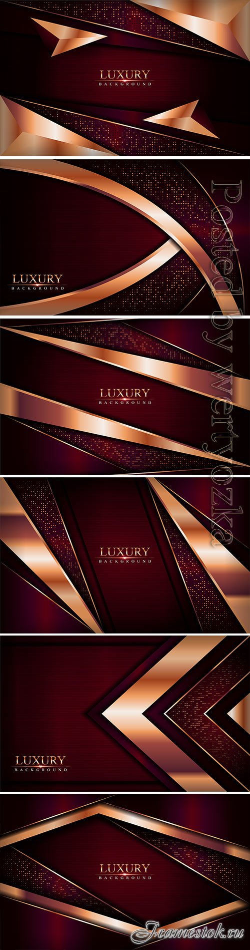 Luxury dark red vector background combine with golden bronze lines element