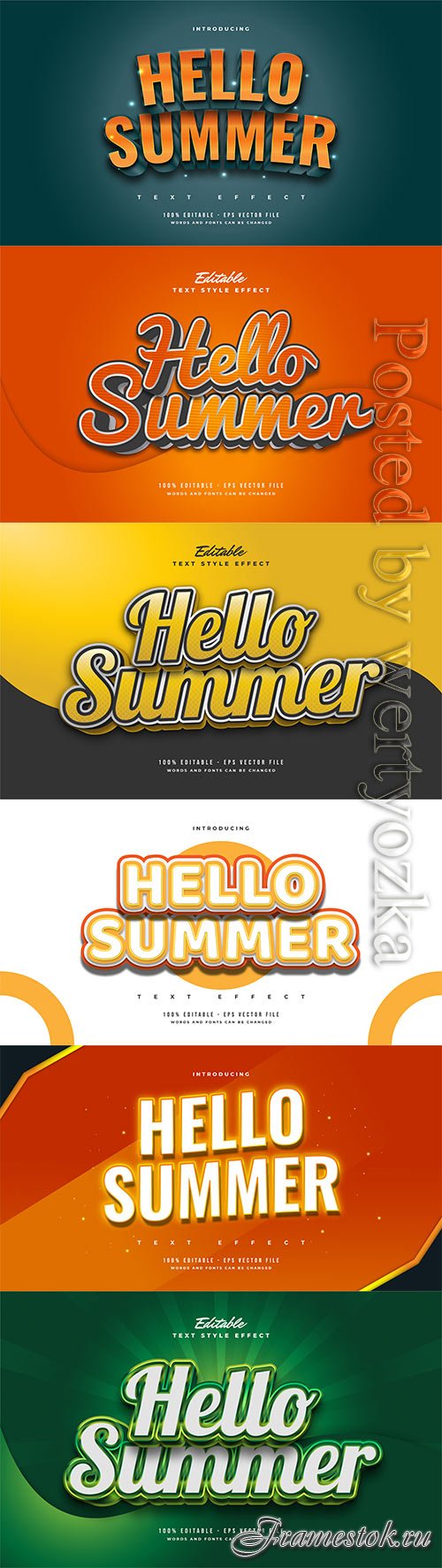 Hello summer 3d editable text style effect in vector vol 9