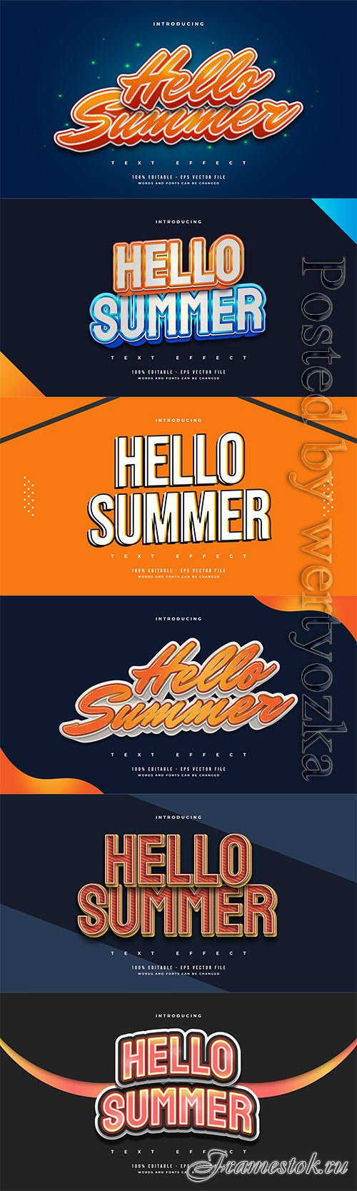 Hello summer 3d editable text style effect in vector vol 8