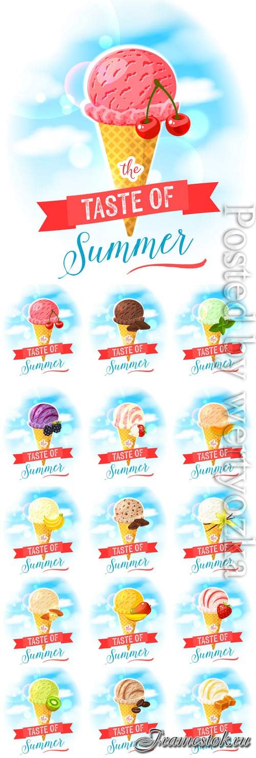 Ice cream assortment in vector