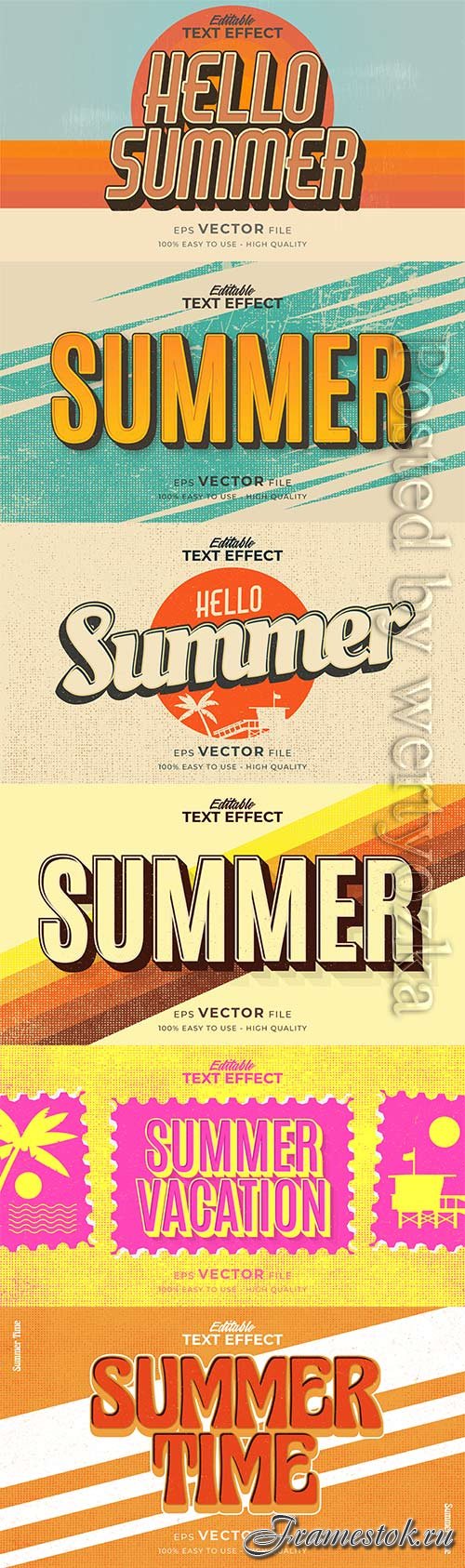 Retro summer holiday text in grunge style theme in vector