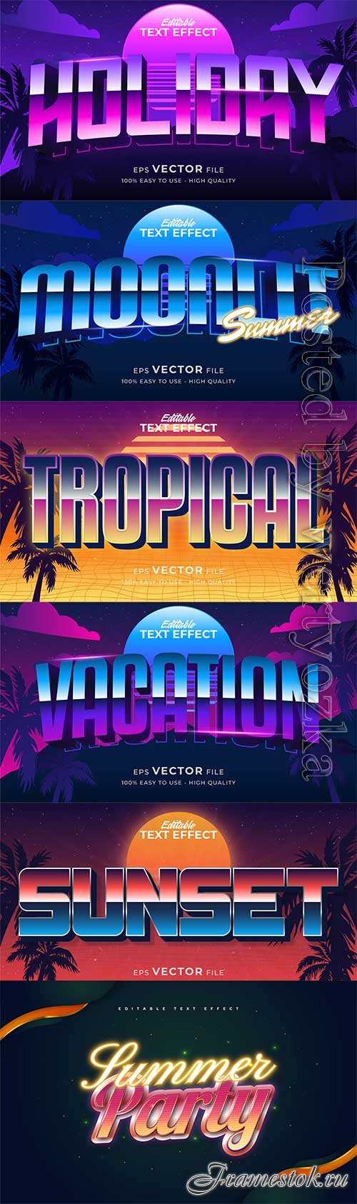 Retro summer holiday text in grunge style theme in vector vol 17